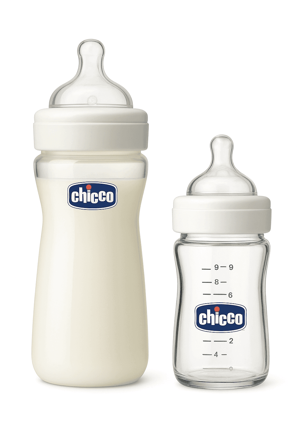 Chicco Baby Bottles Set  250ml Plastic + 150ml Glass
