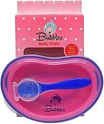offer Bubbles Kids Plate with Pink Spoon